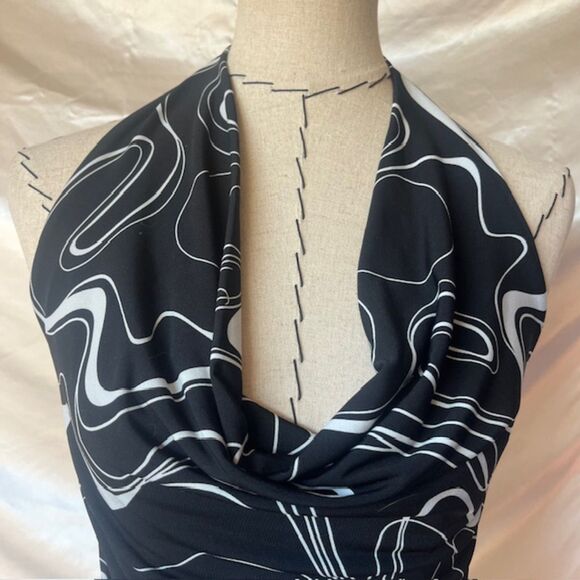 Tyte jeans black and white cowlneck halter club top - Picture 3 of 6